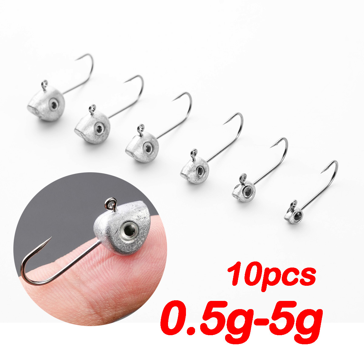 Fishing Hook Offset - 10 buah kait kepala Jig Mini