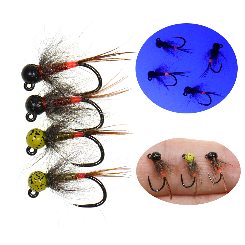 Fishing Hook Barbless - 6PCS Jig Tungsten Bead Head Nymph