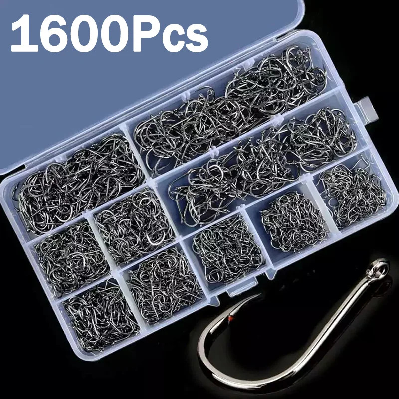 Fishing Hook Circle - 50-1600Pcs/Kotak Kail Pancing Baja Karbon Kuat