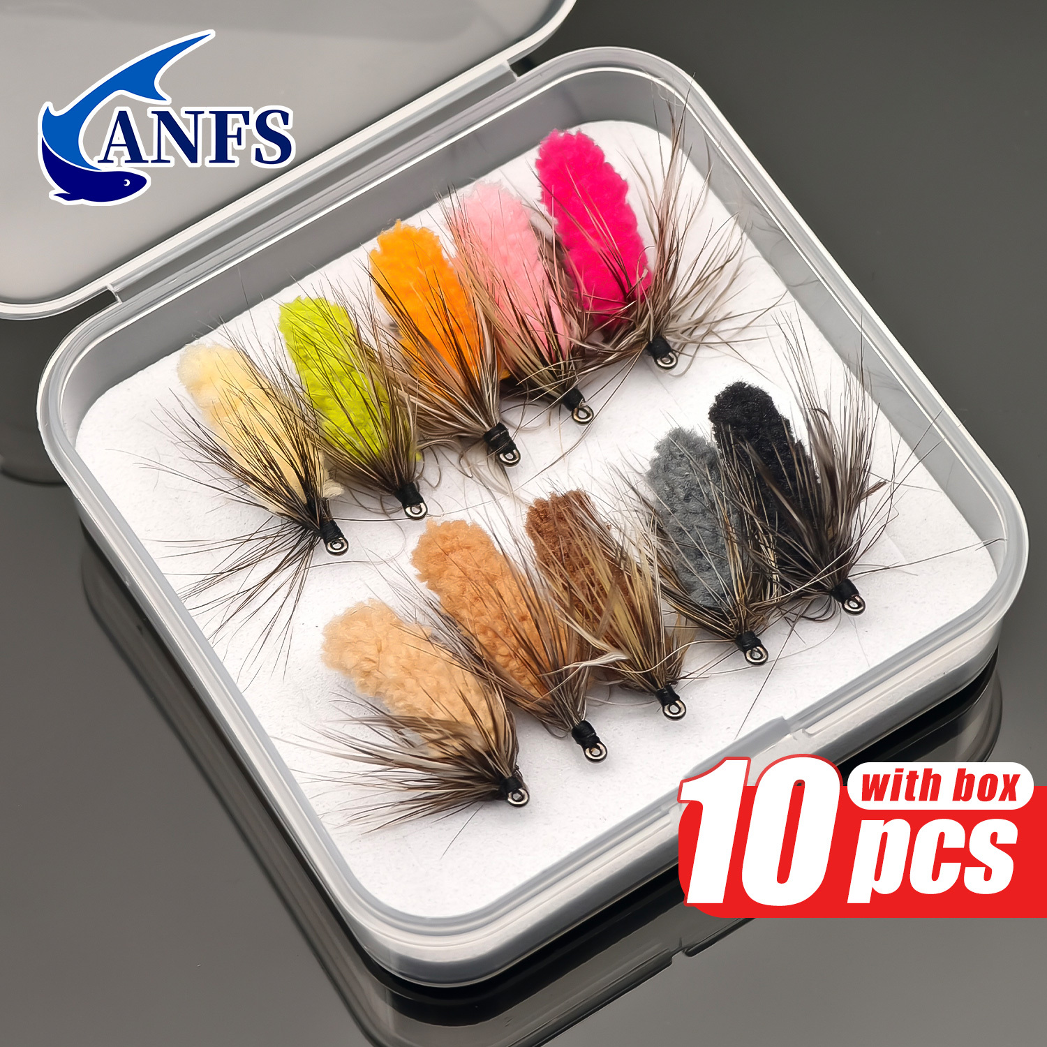 Fishing Hook Assortment - ANFS 10pcs Mop Fly Berbagai Warna