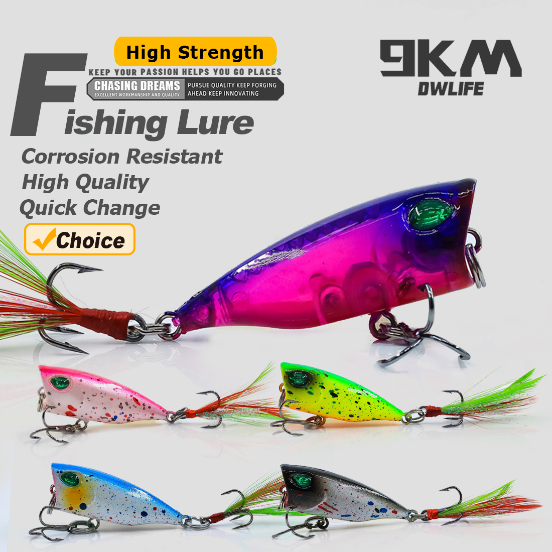 Fishing Hook Treble - Set umpan ikan kecil, Minnow Popper