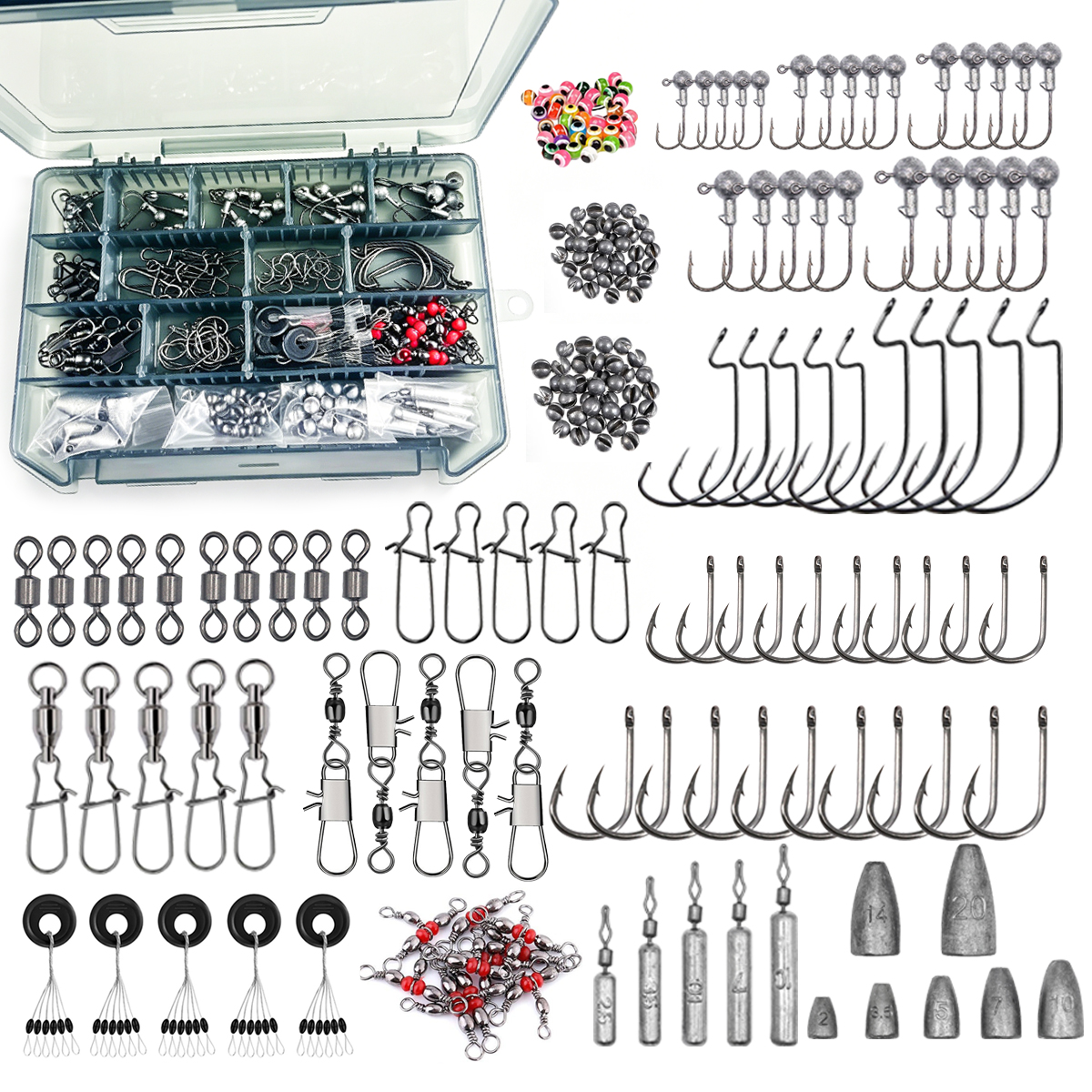 Fishing Hook Box - 187pcs Perlengkapan Memancing Terorganisir dalam Kotak