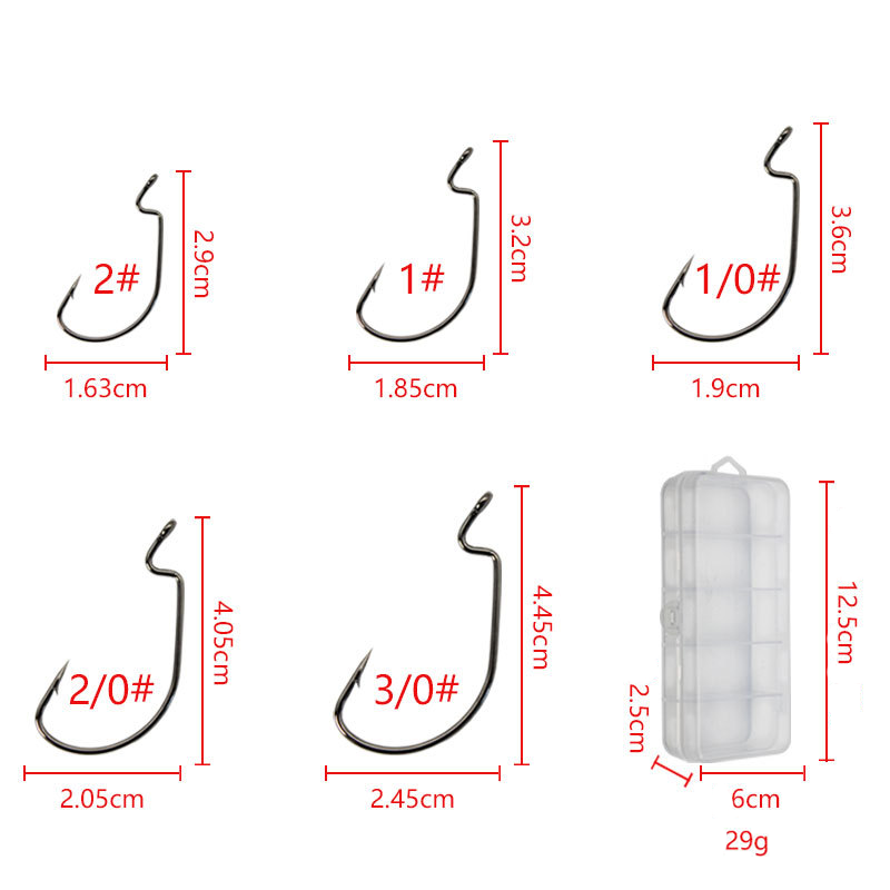 50 buah kail cacing lebar kail - Fishing Hook Offset ulasan dan harga