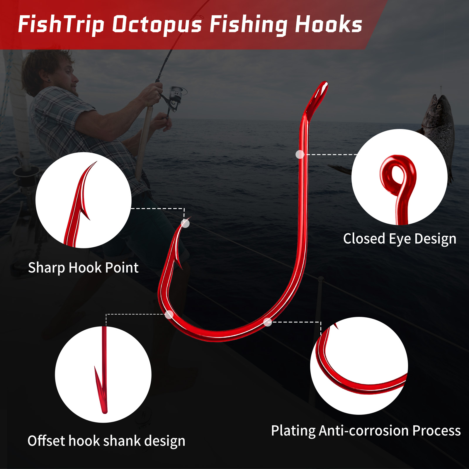 9KM 100 Buah Kait Gurita Merah - Fishing Hook Circle ulasan dan harga