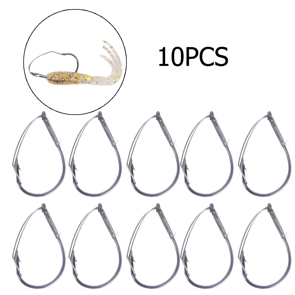 10 buah/kotak baja karbon ting - Fishing Hook Weedless ulasan dan harga