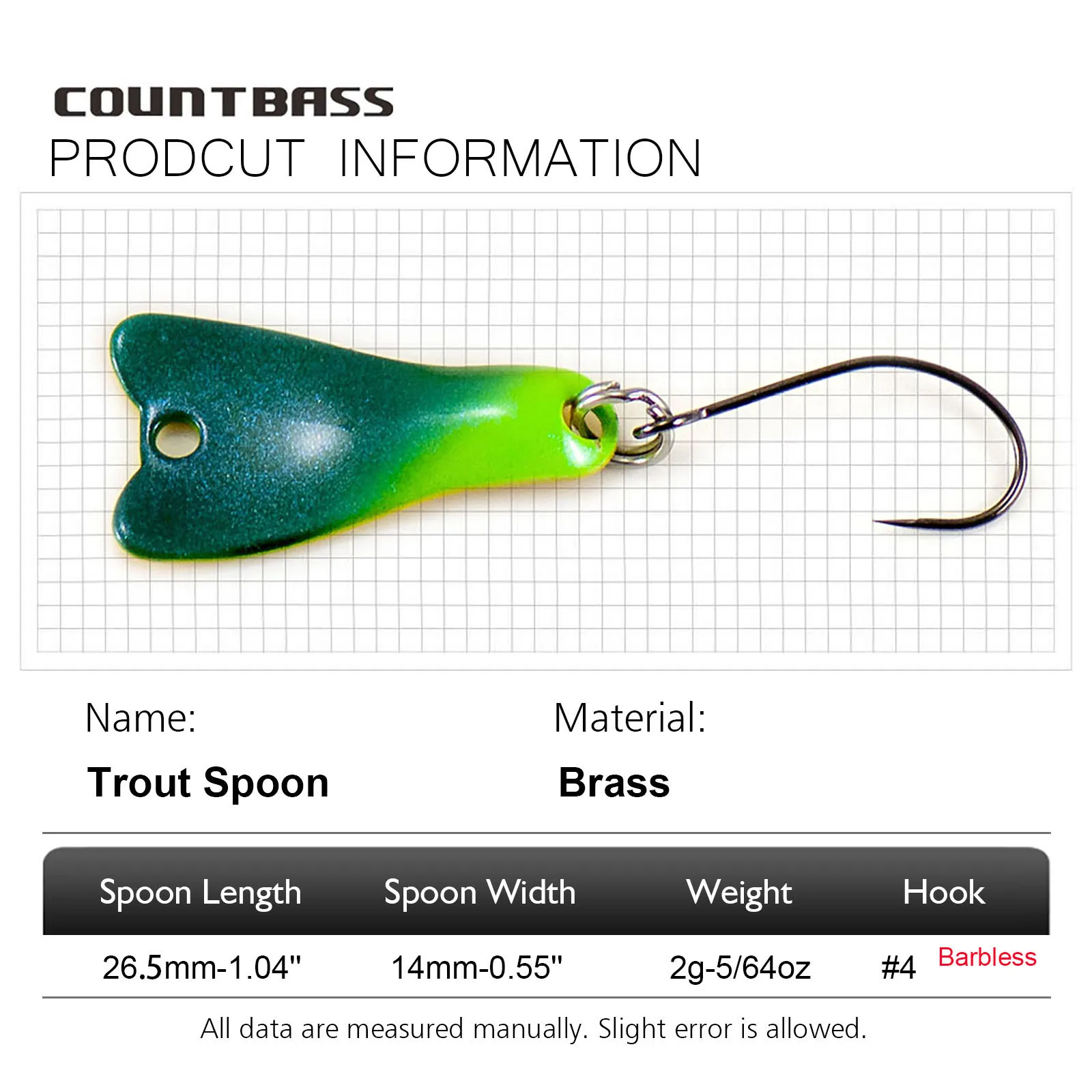 COUNTBASS 5/64Oz 2G Sendok Cas - Fishing Hook Barbless ulasan dan harga