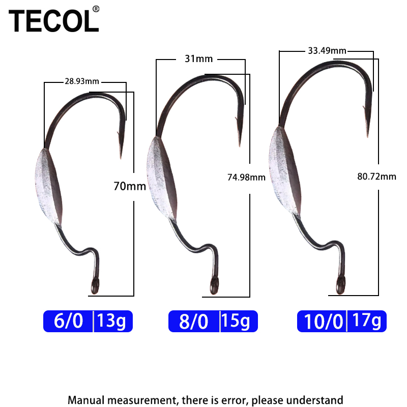 TECOL 3PCS 6/0 8/0 10/0 Kail O - Fishing Hook Offset ulasan dan harga