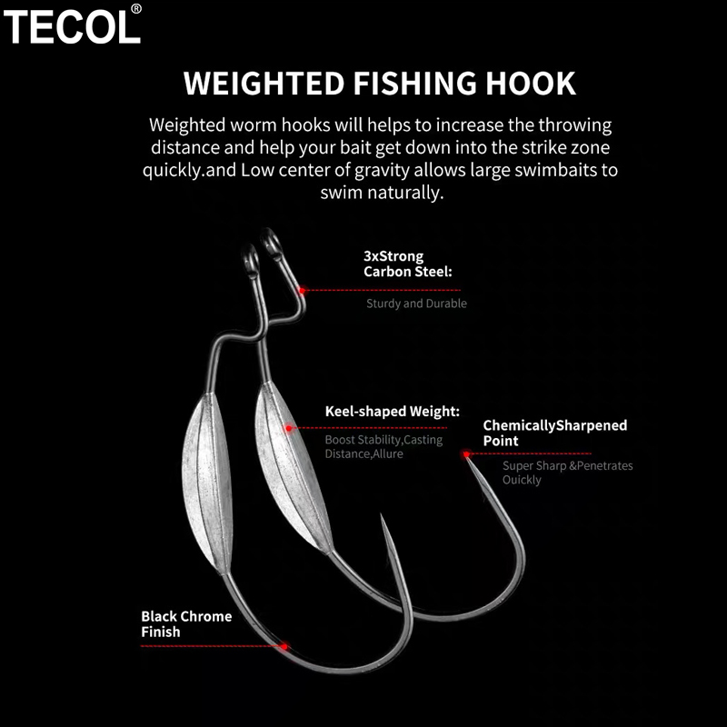 TECOL 3PCS 6/0 8/0 10/0 Kail O - Fishing Hook Offset ulasan dan harga