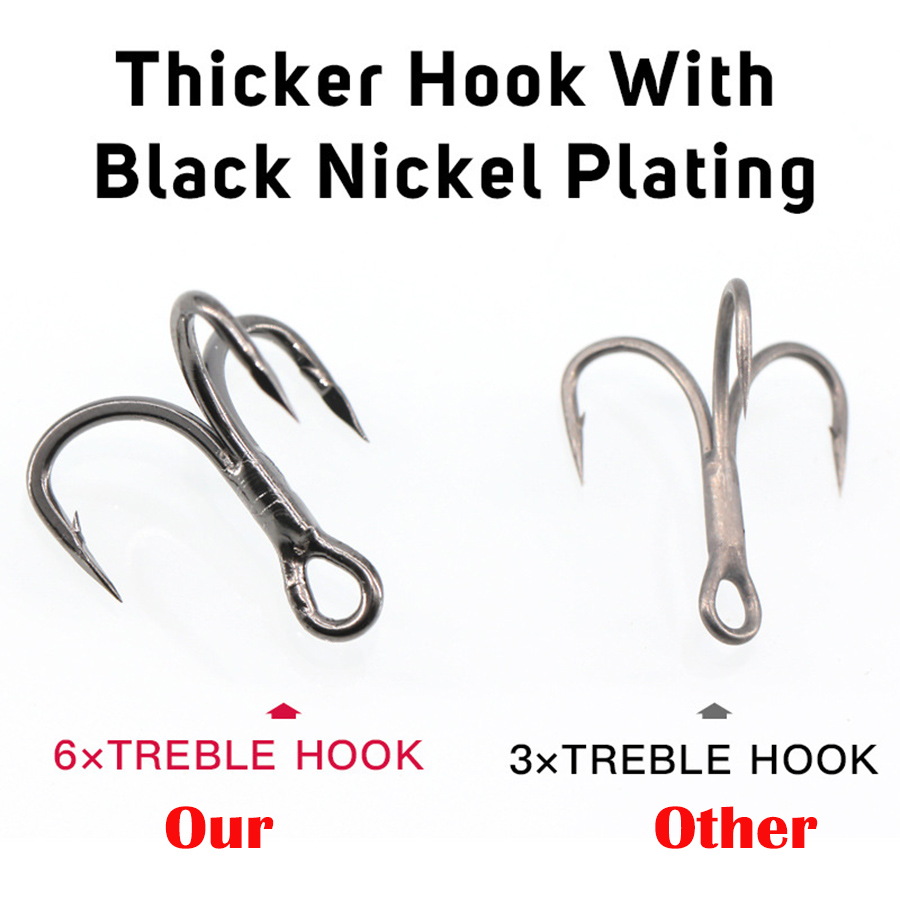 6X memancing Treble kait hitam - Fishing Hook Offset ulasan dan harga