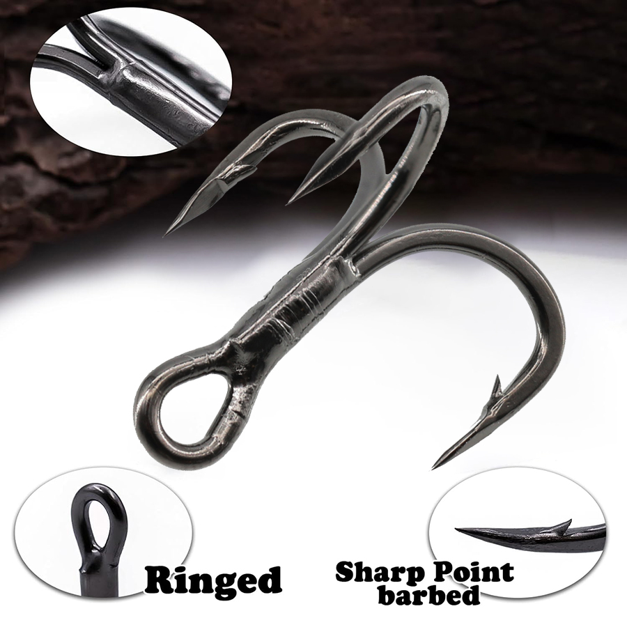 6X memancing Treble kait hitam - Fishing Hook Offset ulasan dan harga