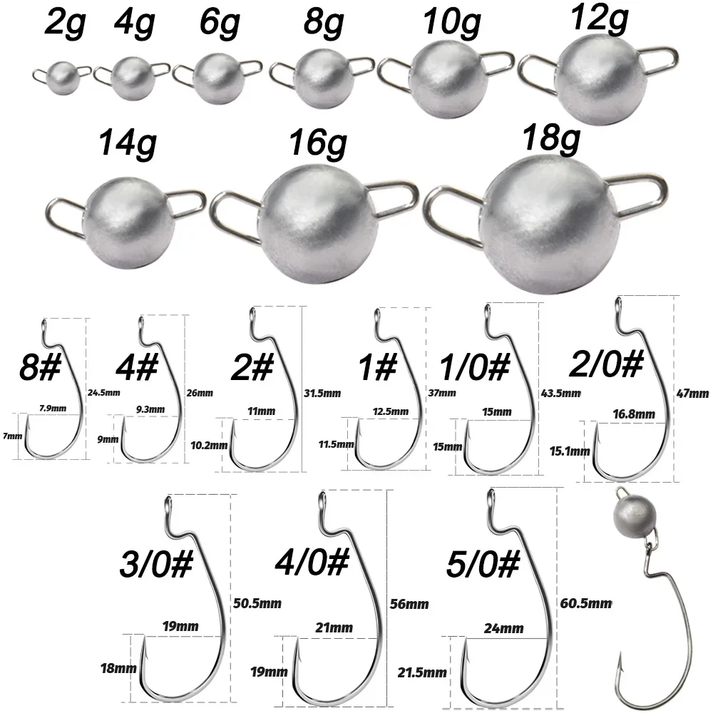 5 Buah Kait Cacing Kepala Jig  - Fishing Hook Weedless ulasan dan harga